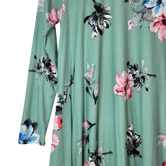 Lara Fashion Dress Green Medium Long Sleeve Floral Round Neck Above Knee Shift - Picture 3 of 7
